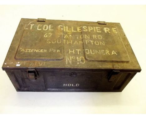 A metal military trunk 