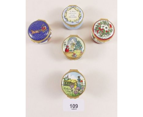 Five Halcyon Days enamel boxes 