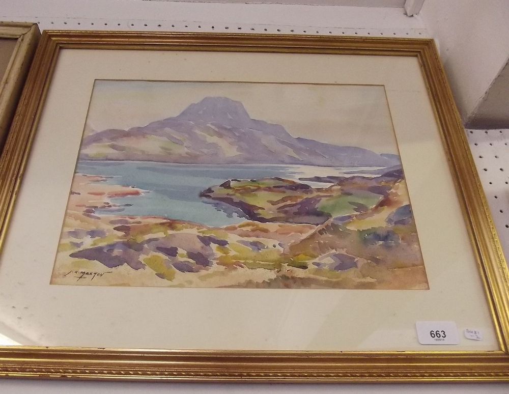 J K Maxton - a pair of highland watercolours framed and glazed - 36 x 27 cm