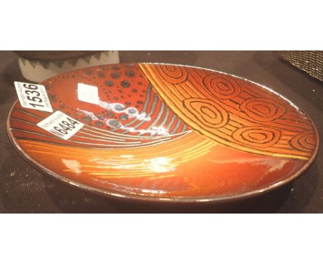Poole pottery plaque signed Alan Clarke, D: 24 cm 