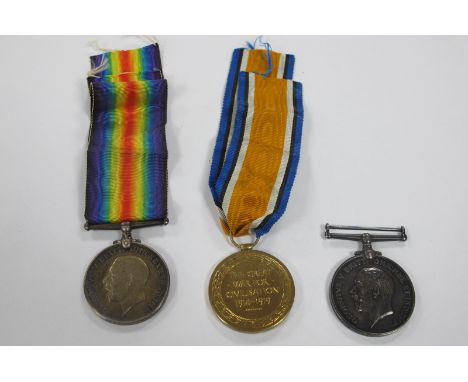 WWI British Army Medals, British War Medal and Victory Medals with ribbons, awarded to 184846 Gunner A. Goldsmith Royal Artil