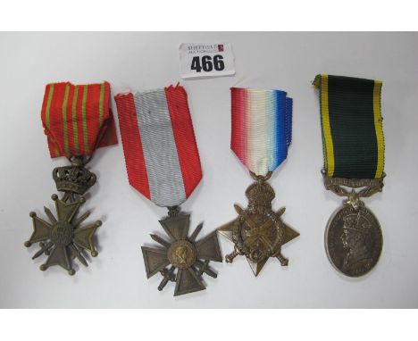WWI War Medal - Mons Star, (awarded to 67587 Gunner C.H Vizer Royal Field Artillery), French Overseas Croix De Guerre and Bel