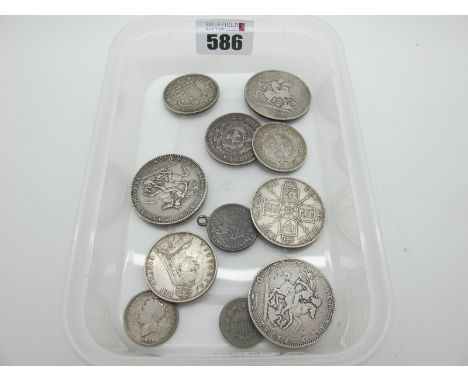 Collection of GB and South African Republic Silver Coins, includes a 1894 2½ shilling, 1818, 1819 and 1820 George III Crowns 