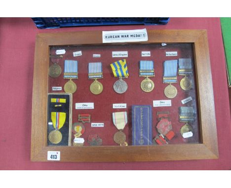 A Collection of Multi National Korean War Medals, to include Medal for Greece with 'Korea' clasp and France with 'Coree' clas