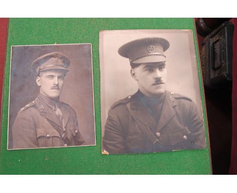 WWI Posed Portrait Photographs x 2 of Lieutenant Harrap York and Lancaster Regiment.