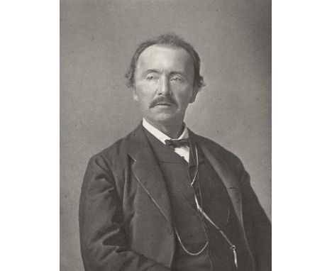 Schliemann, Heinrich -- Photographer: Adolf Halwas, Berlin. Portrait of Heinrich Schliemann. Circa 1880. Photogravure by H. R
