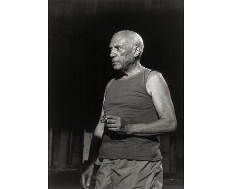 Villers, André -- Pablo Picasso during the shooting of 'Le mystère Picasso' by Henri-Georges Clouzot, Studios de la Victorine