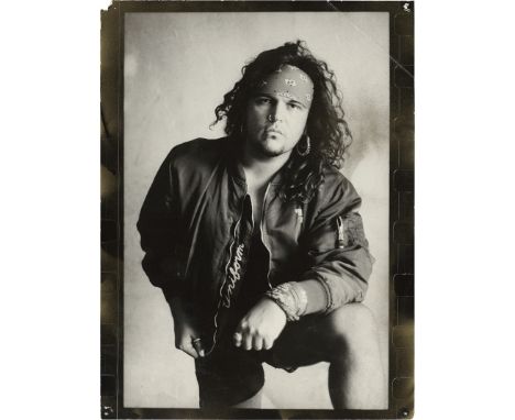 Marquardt, Sven -- Self-portrait (?). 1980s. Vintage gelatin silver print. 39,8 x 29,8 cm.Corners bumped, some paper loss, ed