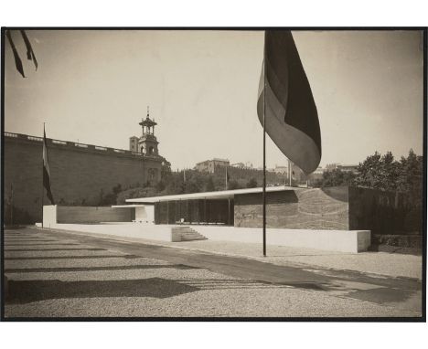 Architecture -- Photographer: Sasha Stone (1895-1940). Front side of the German Pavilion at the World's Fair in Barcelona, de