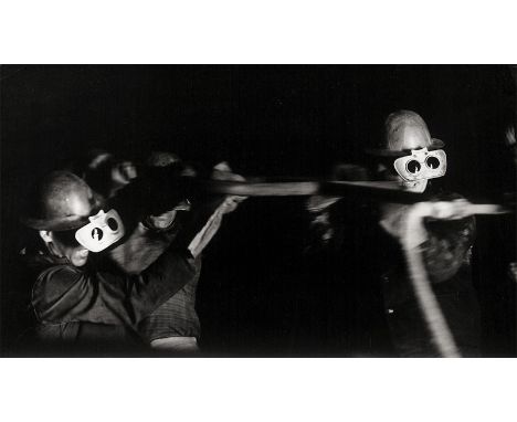 Windstosser, Ludwig -- Steelworkers, Ruhrgebiet. 1950s. Vintage ferrotyped gelatin silver print on Agfa paper. 22,8 x 29,1 cm