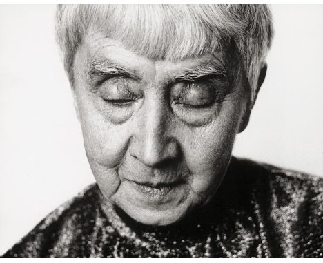 Höch, Hannah -- Photographer: Hilde Zemann (b. 1922). The artist Hannah Höch. 1967. Vintage ferrotyped gelatin silver print. 