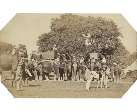 British India -- Photographer unknown. Wildlife hunting and British life in India. 1880s-1890s. 23 albumen prints. Various si