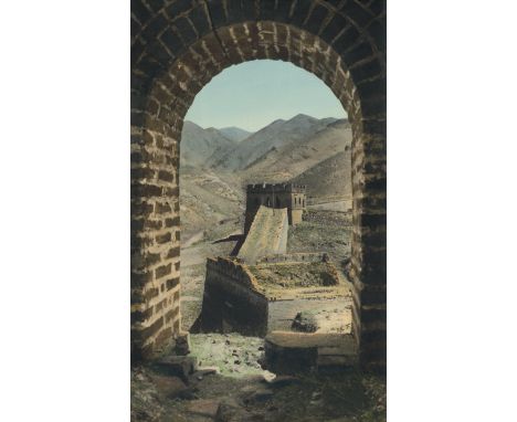 [*] China -- View of the Great Wall, China. Circa 1900. Vintage hand-colored gelatin silver print. 59 x 36 cm. Distributor's 