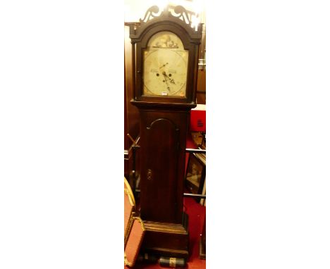 E. Davey of Yarmouth - an early 19th century oak longcase clock, having a signed painted arched dial with subsidiary seconds 