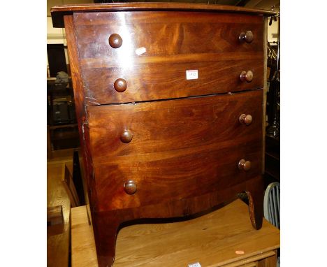 A 19th century mahogany bowfront hinge top commode (lower dummy drawers), width 62cm