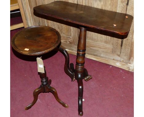 An early 20th century mahogany circular fixed top pedestal wine table; together with a 19th century mahogany round cornered t