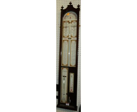 A reproduction Admiral Fitzroy's barometer, in glazed mahogany case, h.107cm 