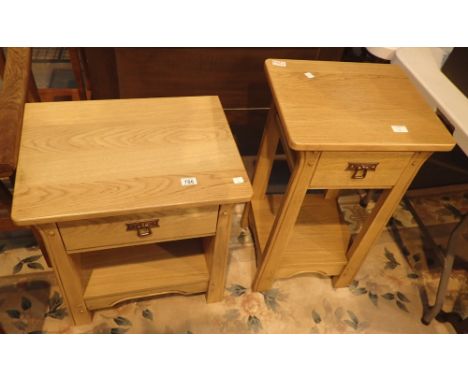 Two modern light oak lamp tables with drawers