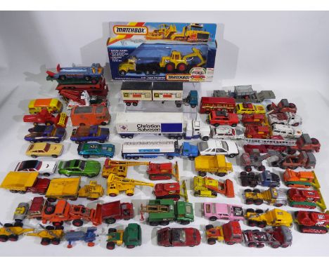 Matchbox - Super Kings - King Size - In excess of 40 x unboxed vehicles and 1 boxed set # K-108 Digger Transporter, # K-18 Fo