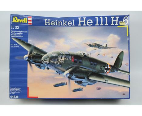 Revell - A factory sealed Heinkel He 111 H-6 in 1:32 scale # 04836. The box has some storage creasing, it appears in Good con