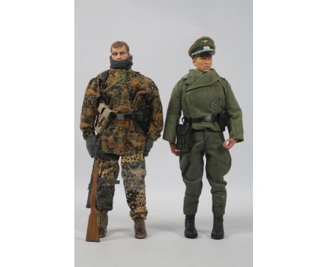 Dragon - Two unboxed Dragon 1:6 scale WW2 German action figures. Lot includes a Wehrmacht Officer; plus an SS Trooper in wint