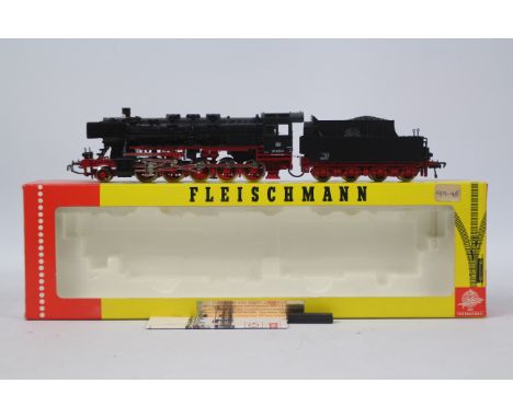 Fleischmann - A boxed Fleischmann #4177 HO gauge Class BR 051 628-6, 2-10-0 steam locomotive and tender in DB black livery. T