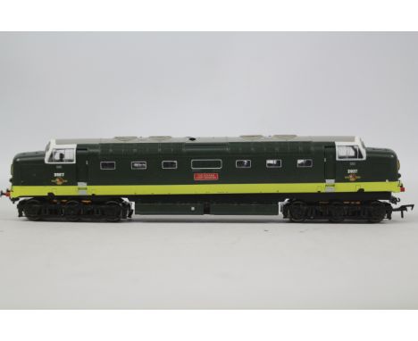 Bachmann - an OO gauge model diesel hydraulic locomotive, running no D9017, 'The Durham Light Infantry' BR green livery with 