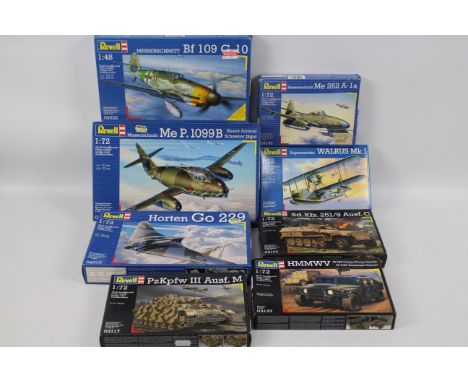 Revell - 8 x boxed military model kits including Messerschmitt Me P 1099B in 1:72 scale # 04359, Horten Go 229 in 1:72 scale 