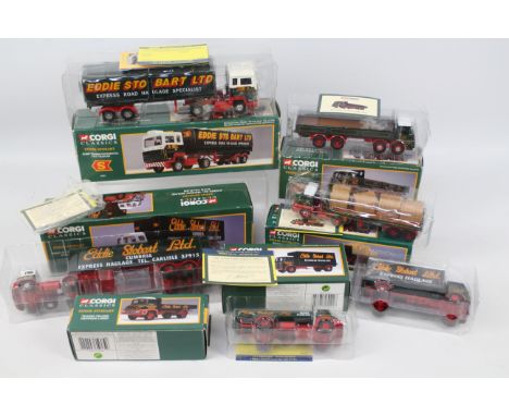 Corgi - Eddie Stobart - 6 x boxed trucks in 1:50 scale, ERF KV 8 wheel dropside # 11001, Foden S21 # 13601, Leyland Beaver # 