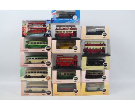 Oxford - Hornby - 16 x boxed bus models in 1:76 scale including Commer Commander in RAF livery # 76COM001, Leyland Waymann Fa