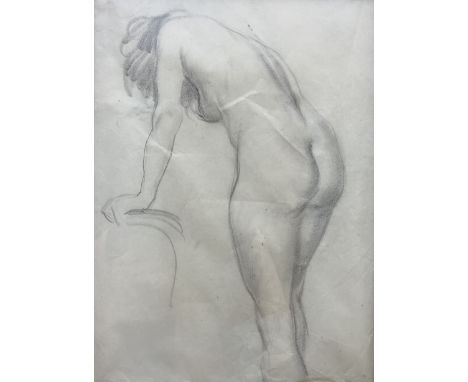 John Richard Townsend (British 1930-): 'The Artists Wife (Tina)' Female Nude Standing, pencil sketch unsigned, inscribed vers
