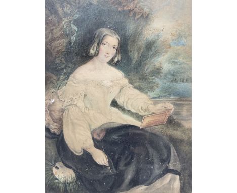 English School (Late 19th Century): Portrait of a Lady Painting, watercolour unsigned, inscribed 'S M Philipson - For Joseph 