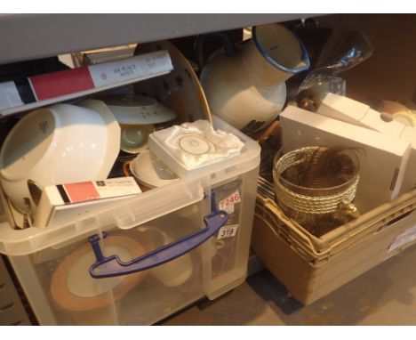 Two boxes of ceramic glassware ornaments 