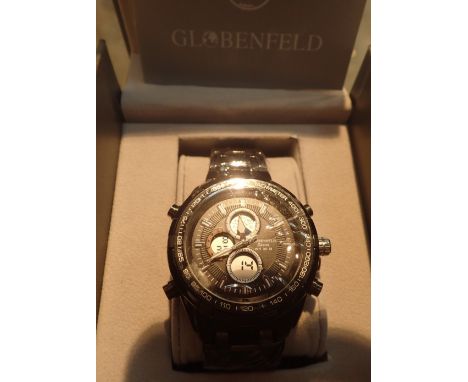 New and boxed old stock Globenfeld wristwatch with ceramic bracelet