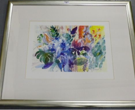 Mixed Flowers A contemporary gilt framed print,  100 x 85cm overall