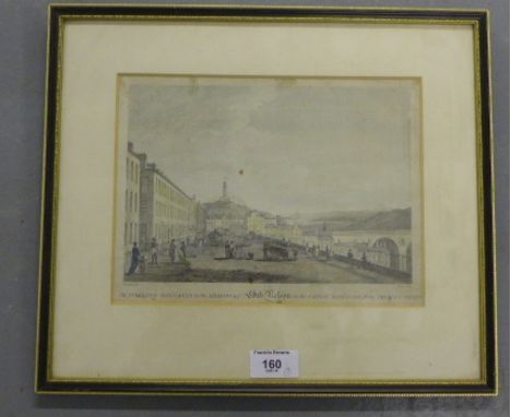 After Nasmyth,  The Intended Monument to the Memory of Lord Nelson,  Framed engraving, together with another view of Edinburg