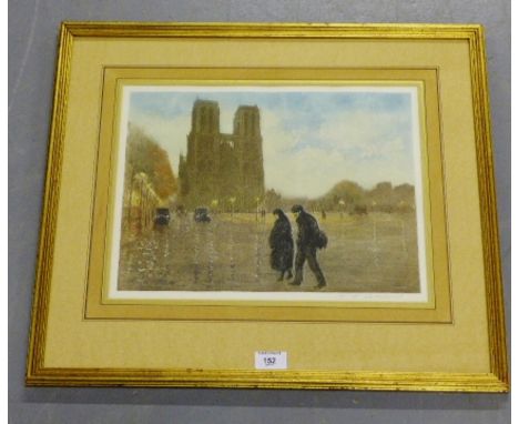 A gilt framed print of Notre Dame, 40 x 30cm