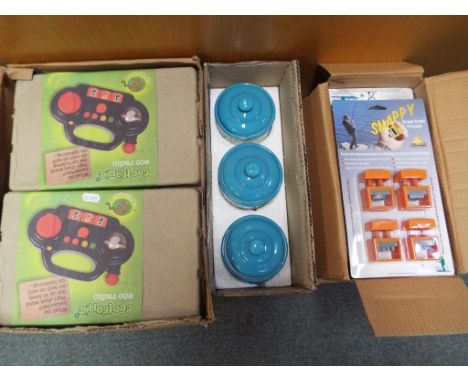A good lot to include six Ecotronic eco radios, three boxes each containing three lidded ceramic herb jars and one box of twe