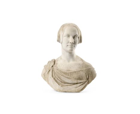 WILLIAM THEED THE YOUNGER (1804-1891) A WHITE MARBLE PORTRAIT BUST OF A LADY  DATED 1844  Signed to reverse "W THEED FECIT RO