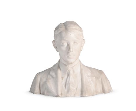 PROFESSOR RAFFAELLO ROMANELLI (1856-1928) A MARBLE PORTRAIT BUST OF A YOUNG MAN  EARLY 20TH CENTURY  Signed to reverse  40cm 