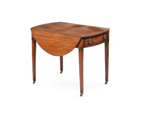 A GEORGE III MAHOGANY OVAL PEMBROKE TABLE  CIRCA 1790  69cm high, 57cm wide (with leaves down), 108.5cm wide extended, 88cm d