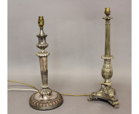A SILVER PLATED CANDLESTICK IN THE MANNER OF THOMAS HOPE. An early 19th Century plated candlestick with a foliate sconce on a