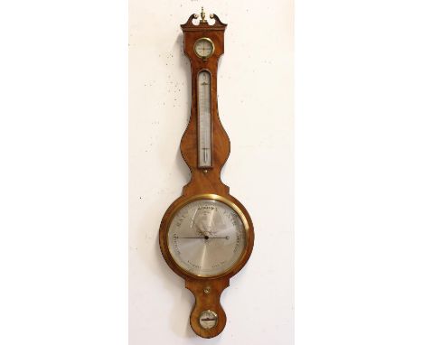 A REGENCY WHEEL MERCURY BAROMETER BY VERGAL OF CHESTER. With a 25cm dial with central neoclassical style vase decoration, wit