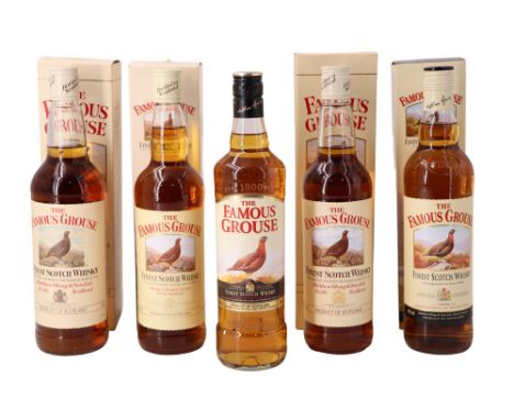 Five bottles of The Famous Grouse Scotch Whisky, three boxed, 1L, 75 cl and three 70 cl
