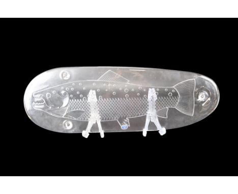 A Bohemia moulded glass salmon platter, 60 x 20 cm