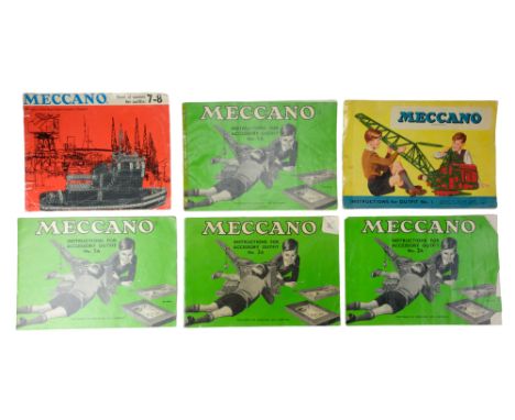 Seven vintage Meccano instruction booklets