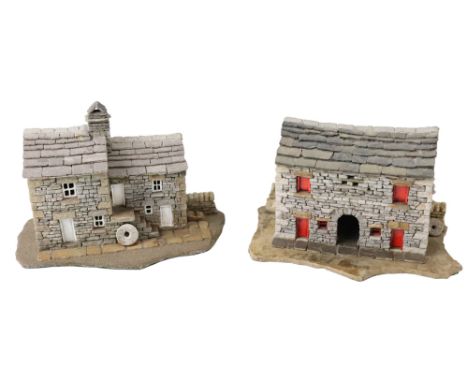 A pair of Stone Trough Cottages by Mr J Raine, tallest 12 cm