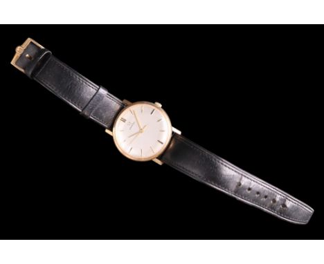 A 1960s Omega 9 ct gold cased wristwatch, having a manual-wind calibre 601 17-jewel movement and vertically-brushed silver fa