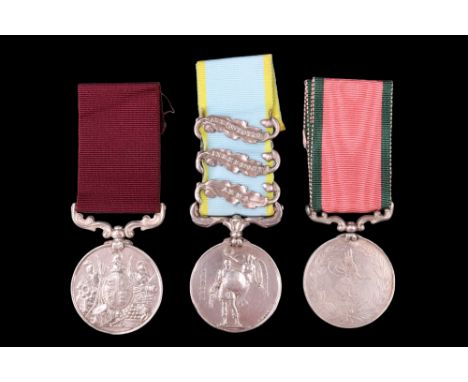 A Crimea Medal with Sebastopol, Inkermann and Alma clasps, a Turkish Crimea and Army Long Service and Good Conduct Medals to 