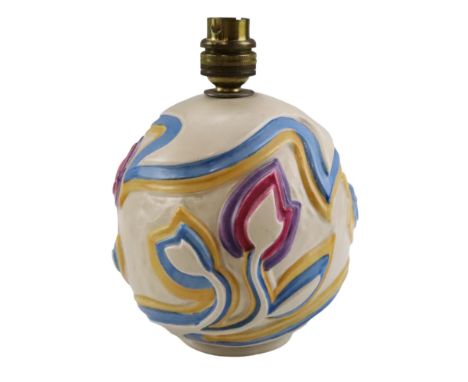 A 1930s Clarice Cliff Sgraffito lamp base, Clarice Cliff Newport Pottery Co mark to base, base to socket 20 cm